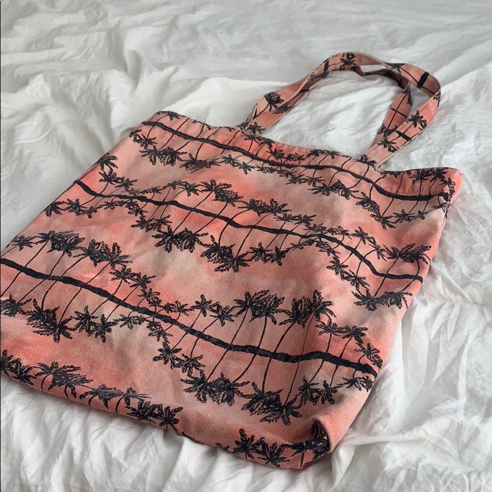 Pink Palm Tree Tote Bag